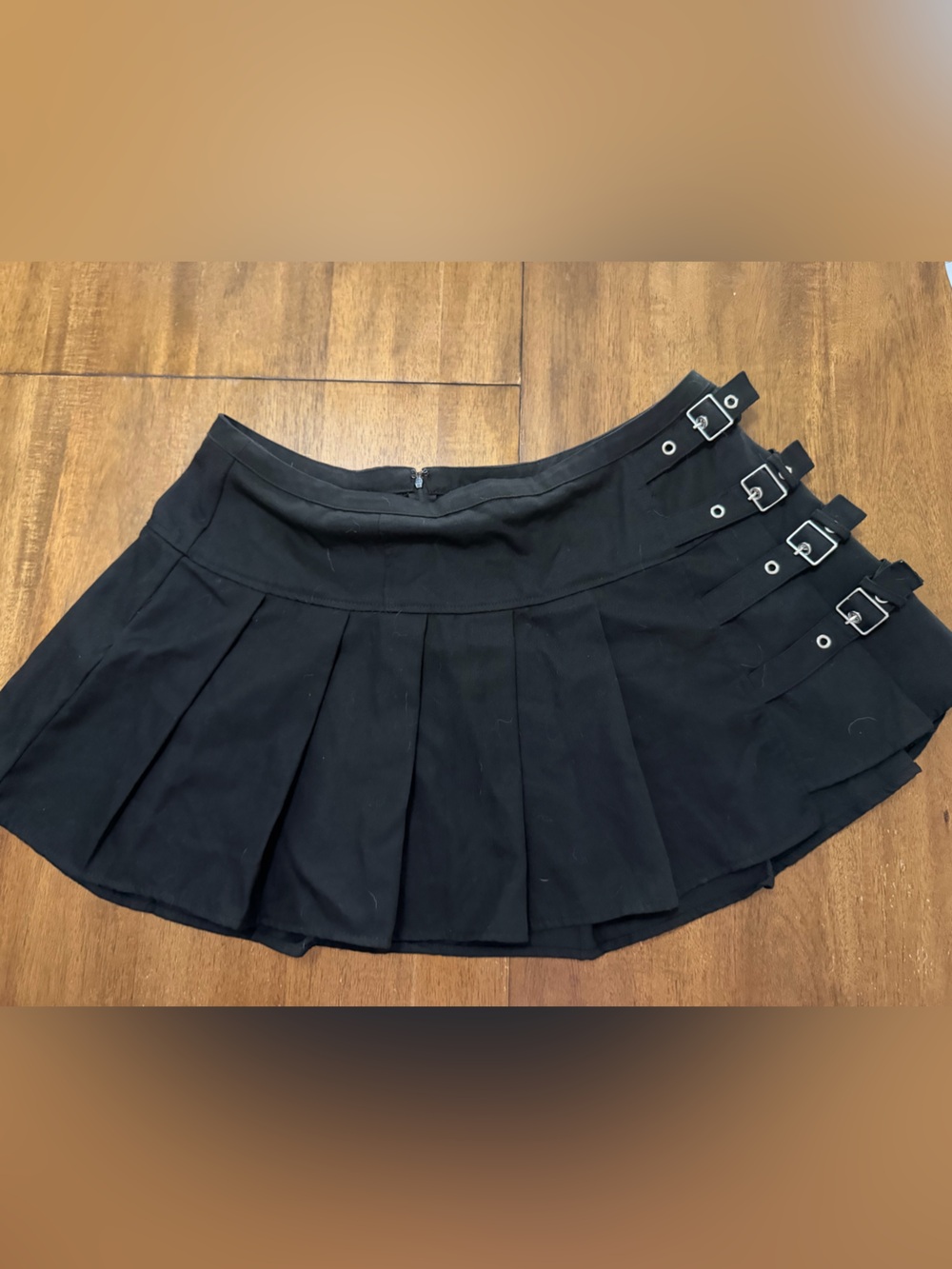 Hot topic Black Pleated Mini Skirt with Side Buckles
